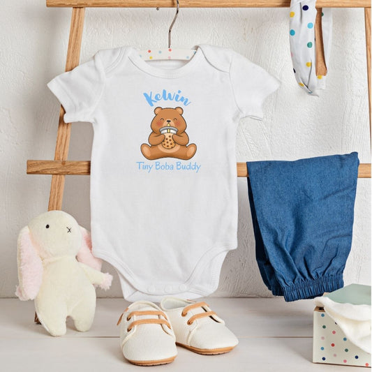 Baby Short Sleeve white romper (Boba Bear)